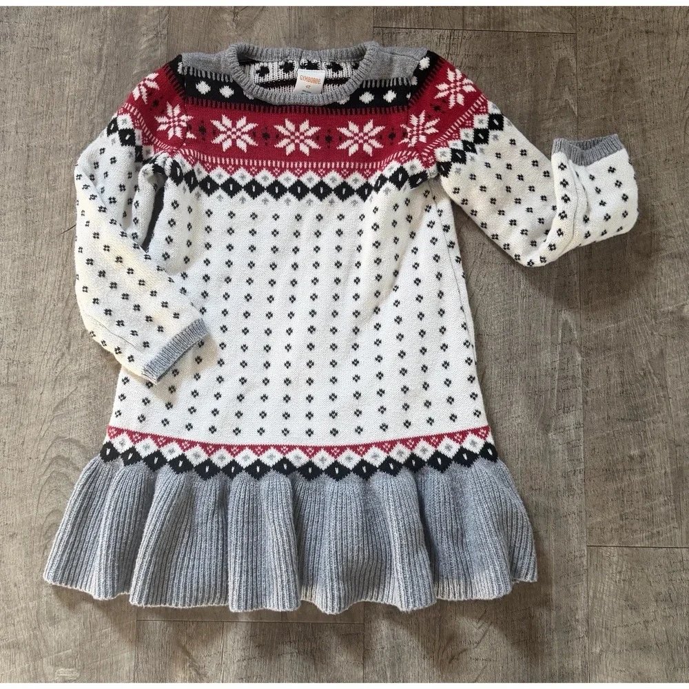Gymboree Girls Fair Isle Snowflake Sweater Dress 4T Cotton Long Sleeve Holiday